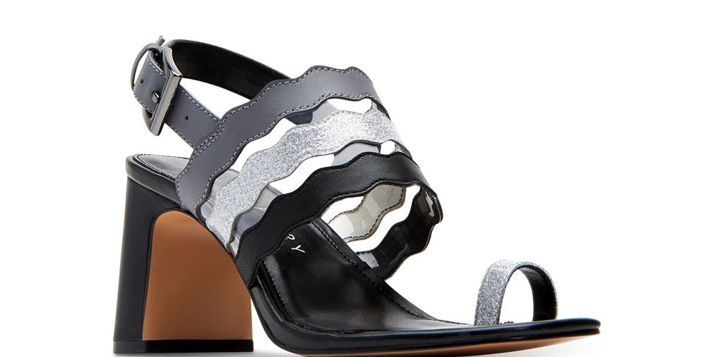 Sandálias femininas Katy Perry The Sense Leather com bico aberto, casuais, pretas, tamanho 8,5M