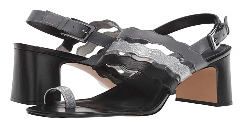 Sandálias femininas Katy Perry The Sense Leather com bico aberto, casuais, pretas, tamanho 8,5M