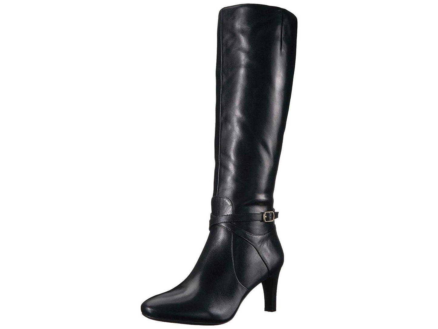 Ralph Lauren Elberta Botas de Chuva Femininas de Pele Sintética, Bico Fino, Cano Médio, Pretas, Tamanho -6 B