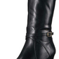 Ralph Lauren Elberta Botas de Chuva Femininas de Pele Sintética, Bico Fino, Cano Médio, Pretas, Tamanho -6 B