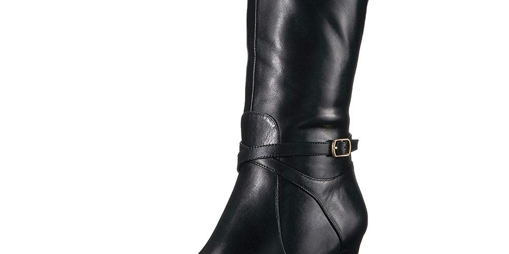 Ralph Lauren Elberta Botas de Chuva Femininas de Pele Sintética, Bico Fino, Cano Médio, Pretas, Tamanho -6 B