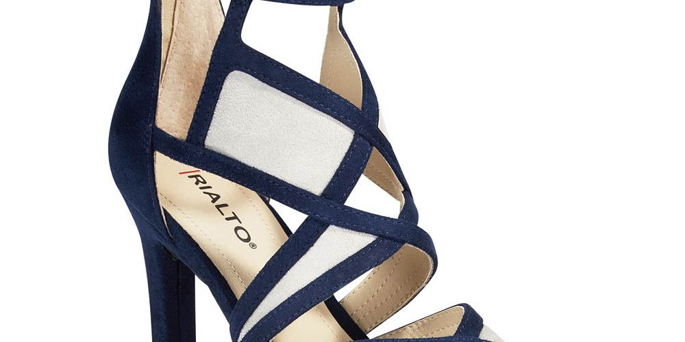 Rialto Feminino Ria Tecido Peep Toe Tira no Tornozelo D-orsay Sapatos Marinho Tamanho 5.5