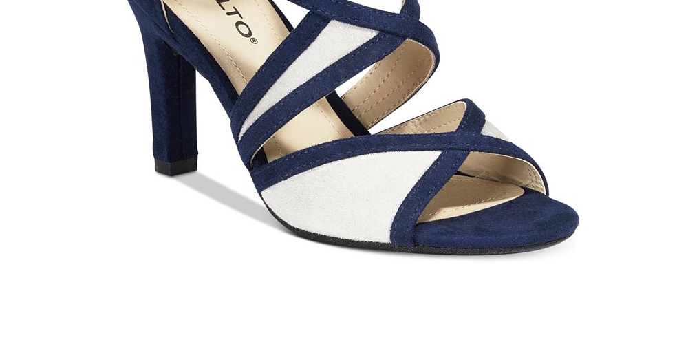 Rialto Feminino Ria Tecido Peep Toe Tira no Tornozelo D-orsay Sapatos Marinho Tamanho 5.5