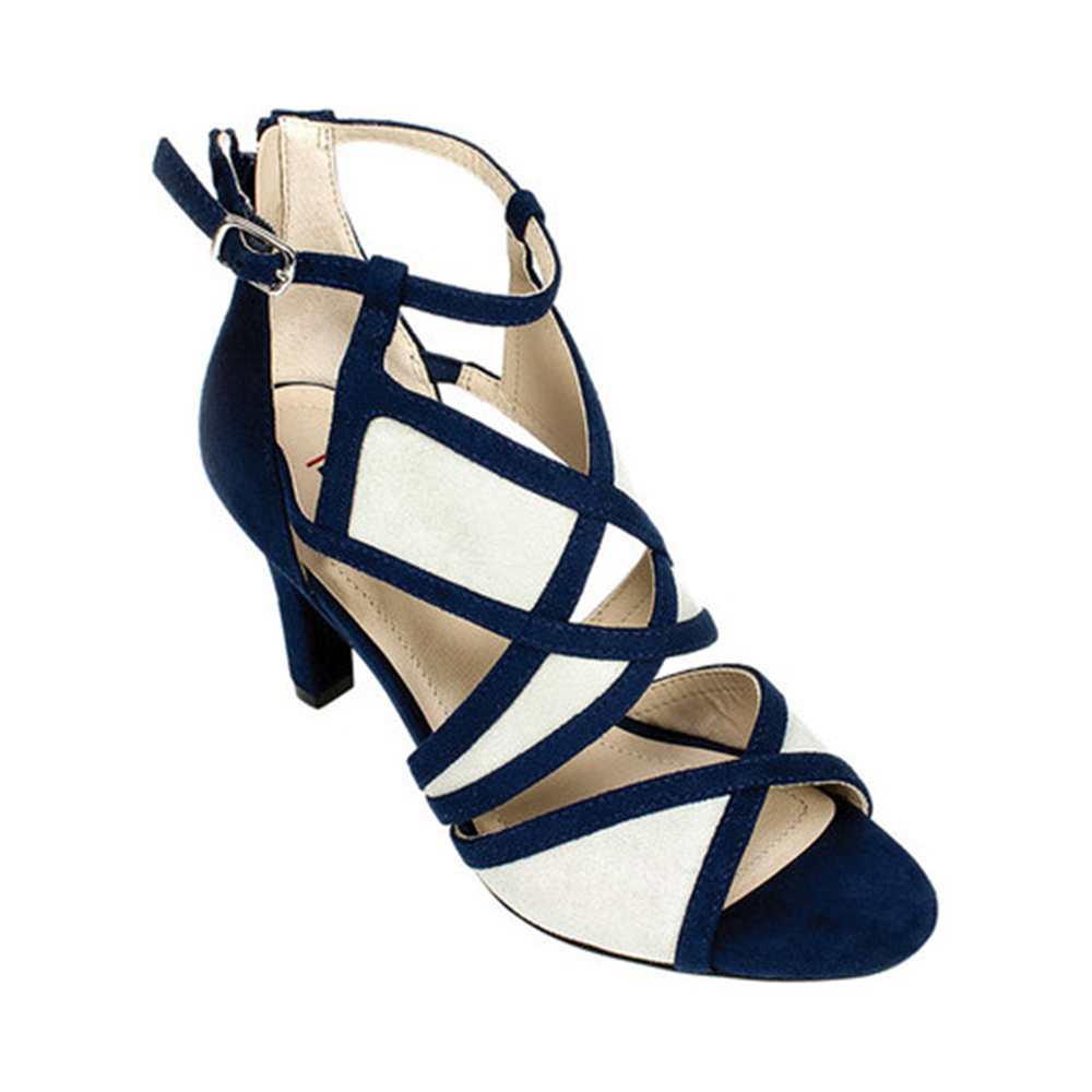 Rialto Feminino Ria Tecido Peep Toe Tira no Tornozelo D-orsay Sapatos Marinho Tamanho 5.5