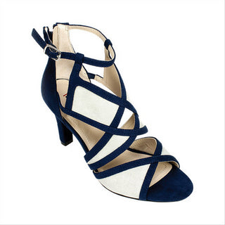 Rialto Feminino Ria Tecido Peep Toe Tira no Tornozelo D-orsay Sapatos Marinho Tamanho 5.5