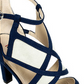 Rialto Feminino Ria Tecido Peep Toe Tira no Tornozelo D-orsay Sapatos Marinho Tamanho 5.5