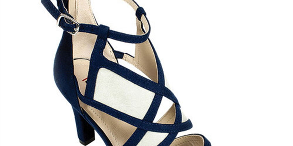 Rialto Feminino Ria Tecido Peep Toe Tira no Tornozelo D-orsay Sapatos Marinho Tamanho 5.5