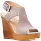 Michael Kors Josephine Couro Peep Toe Sandália Casual com Tira no Tornozelo Cinza Tamanho 7,5 M