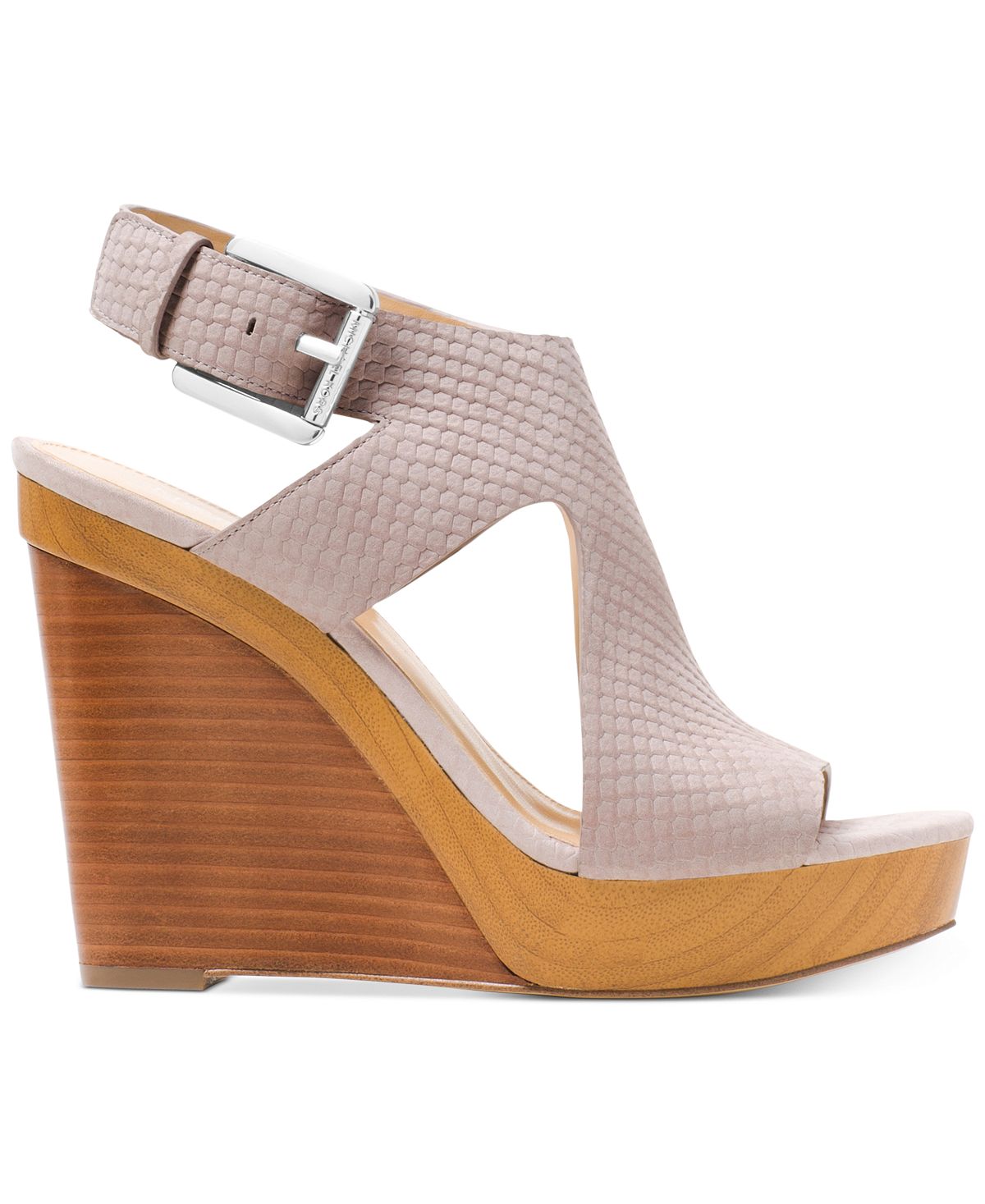 Michael Kors Josephine Couro Peep Toe Sandália Casual com Tira no Tornozelo Cinza Tamanho 7,5 M