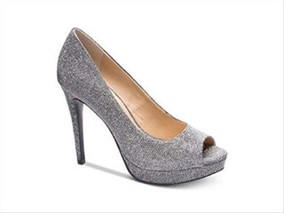 Chinese Laundry Women's Haley Fabric Peep Toe Classic Pumps Silver Size 6.5 M