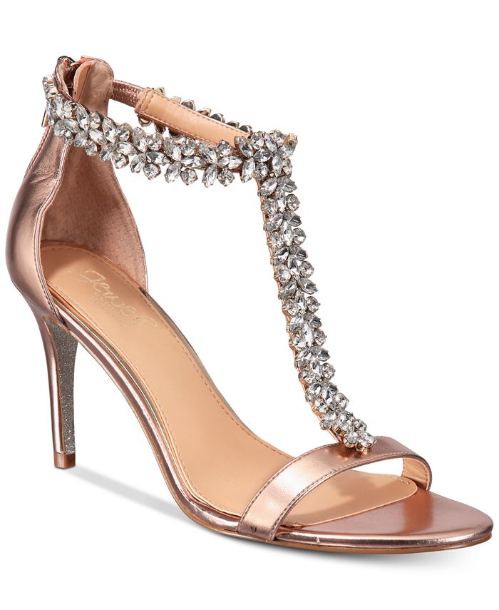 Badgley Mischka Sandálias Janna Abertas Casuais com Tira em T para Mulheres Rosa Tamanho 8,5 M
