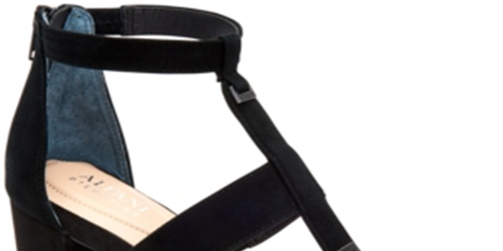 Alfani Elianaa Fabric Sandálias femininas casuais com tiras abertas, pretas, tamanho 6 M