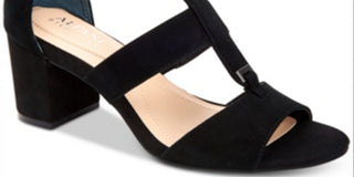 Alfani Elianaa Fabric Sandálias femininas casuais com tiras abertas, pretas, tamanho 6 M