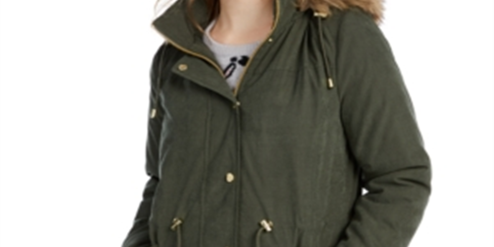 Casaco Parka Feminino Celebrity Rosa Pele Sintética Inverno Verde Tamanho X-Grande