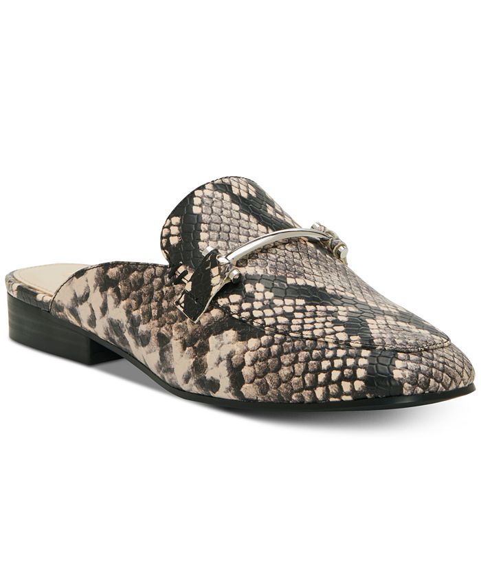 Mulas femininas Enzo Angiolini Taisie de couro com bico redondo, pretas, tamanho 9 M