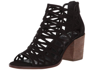 Sandálias femininas Vince Camuto com salto Kevston, pretas, tamanho 7,5 m