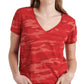 Camiseta feminina de algodão com estampa e decote em V Lucky Brand, vermelha, tamanho grande