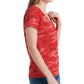 Camiseta feminina de algodão com estampa e decote em V Lucky Brand, vermelha, tamanho grande