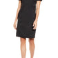 Vestido feminino Anne Klein com decote largo e manga curta, preto, tamanho 8