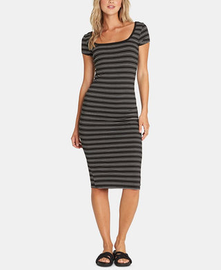 Vestido midi listrado Billabong Junior's Day Night, preto, tamanho grande