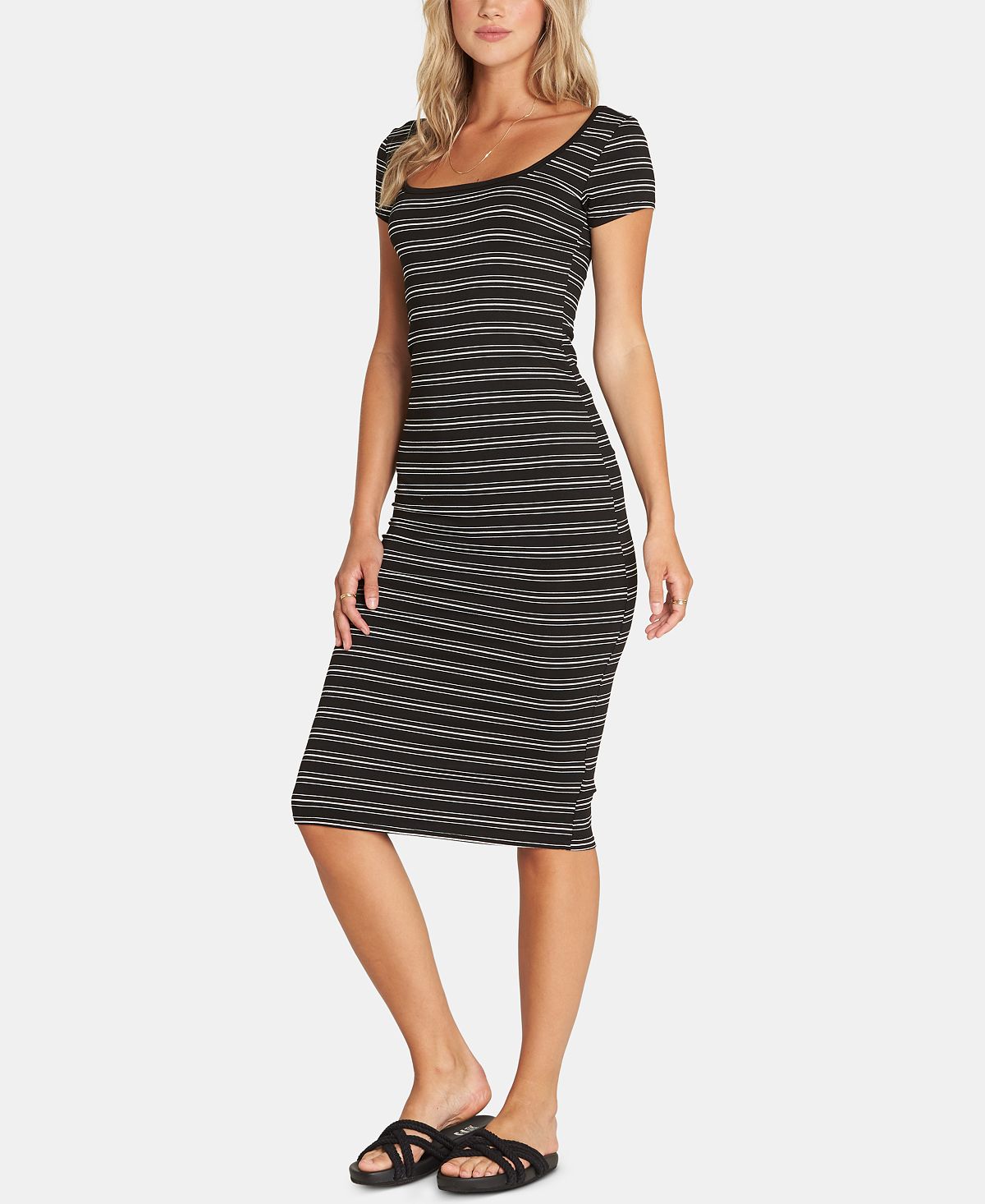 Vestido midi listrado Billabong Junior's Day Night, preto, tamanho grande