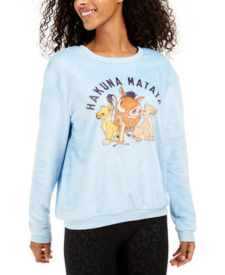 Moletom de pelúcia Hakuna Matata da Disney Junior, azul, tamanho pequeno