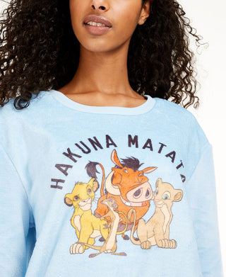 Moletom de pelúcia Hakuna Matata da Disney Junior, azul, tamanho pequeno