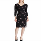 Vestido envelope feminino Ralph Lauren com manga 3/4, vestido de festa, preto, tamanho 6, pequeno