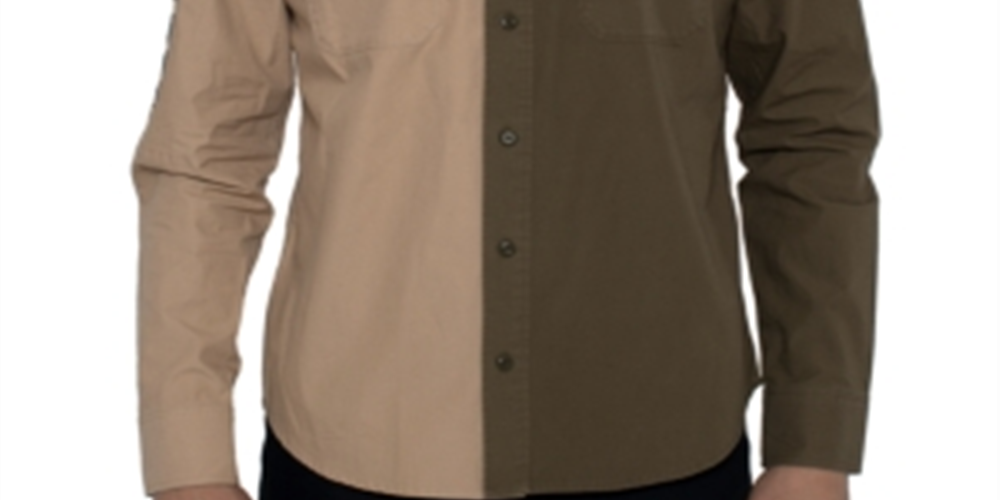 Camisa de sarja bicolor masculina Sean John - Cornstalk Brown, tamanho 3XL