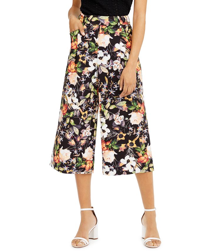 Calça feminina larga com bolsos florais da INC International Concepts, preta, tamanho 14