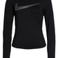 Camiseta de corrida Nike Dry Element Metallic-Logo feminina, preta, tamanho GG