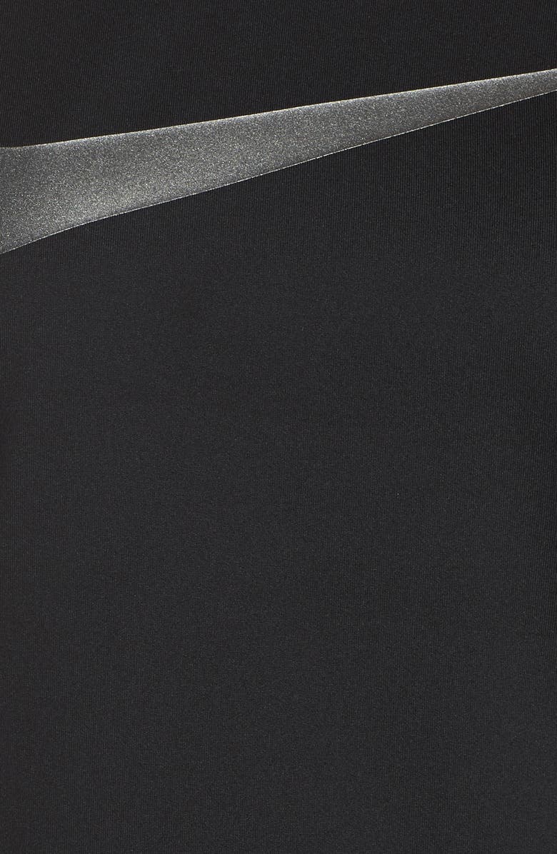 Camiseta de corrida Nike Dry Element Metallic-Logo feminina, preta, tamanho GG