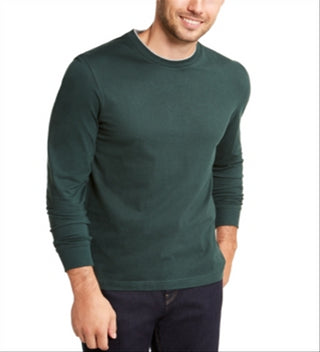 Camisa casual masculina Club Room com acabamento canelado e camadas, verde, tamanho XX-G