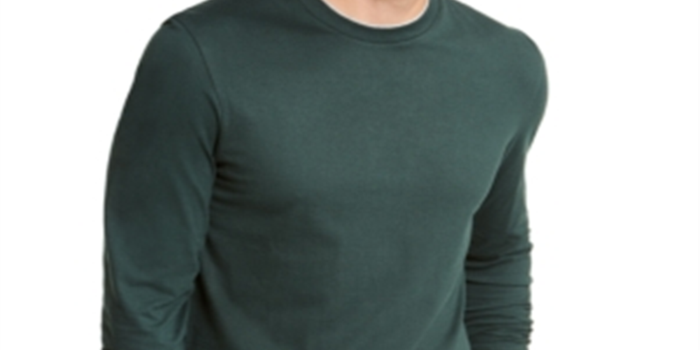 Camisa casual masculina Club Room com acabamento canelado e camadas, verde, tamanho XX-G