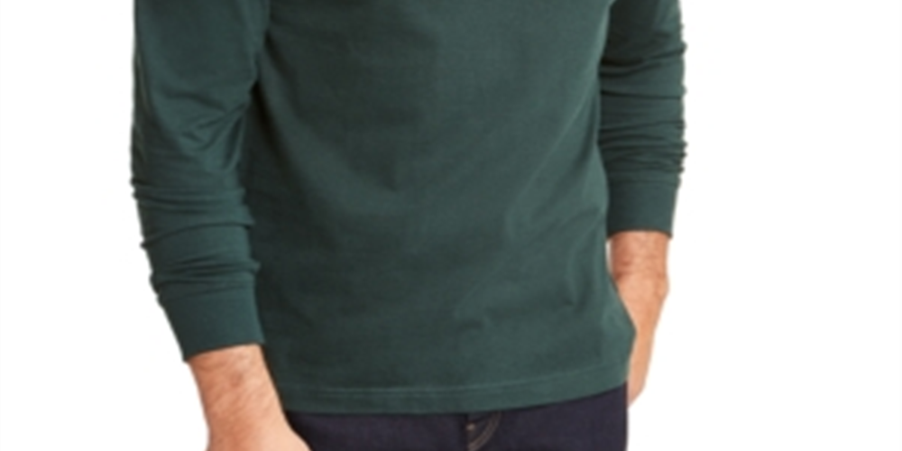 Camisa casual masculina Club Room com acabamento canelado e camadas, verde, tamanho XX-G