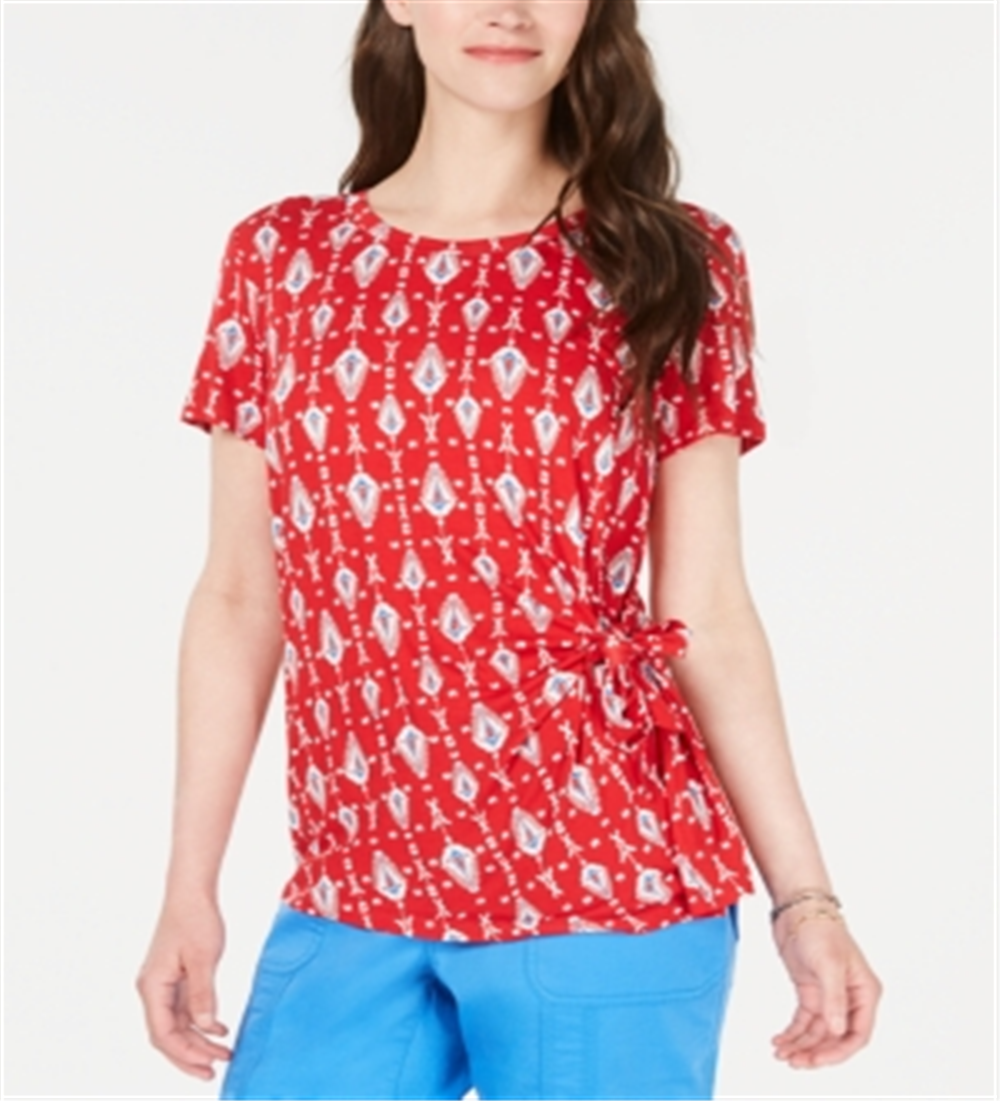 Blusa feminina de manga curta Style &amp; Co, vermelha, tamanho médio