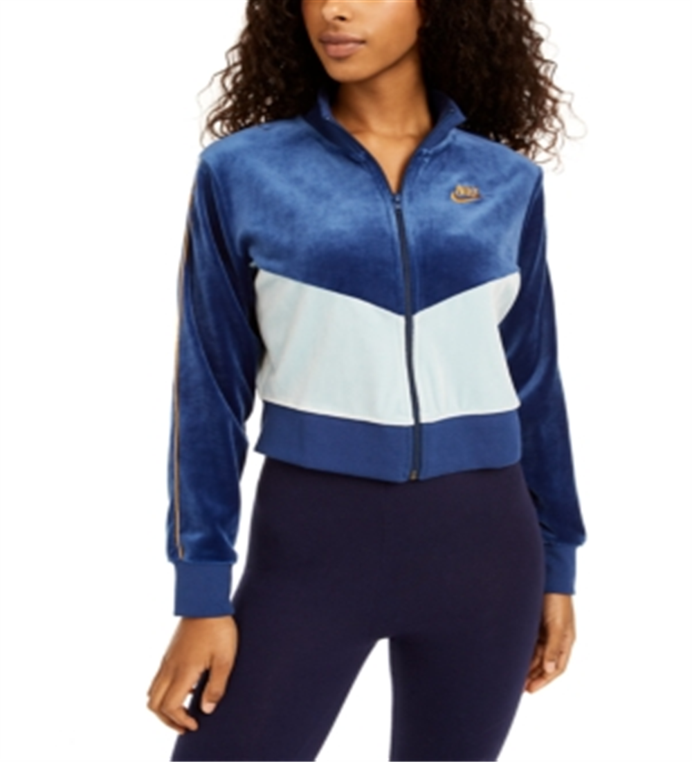 Jaqueta Nike Fitness Velour Track Feminina Azul Tamanho XS