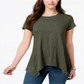 Blusa lisa com bainha Sharkbite feminina Style &amp; Co, verde, tamanho XL