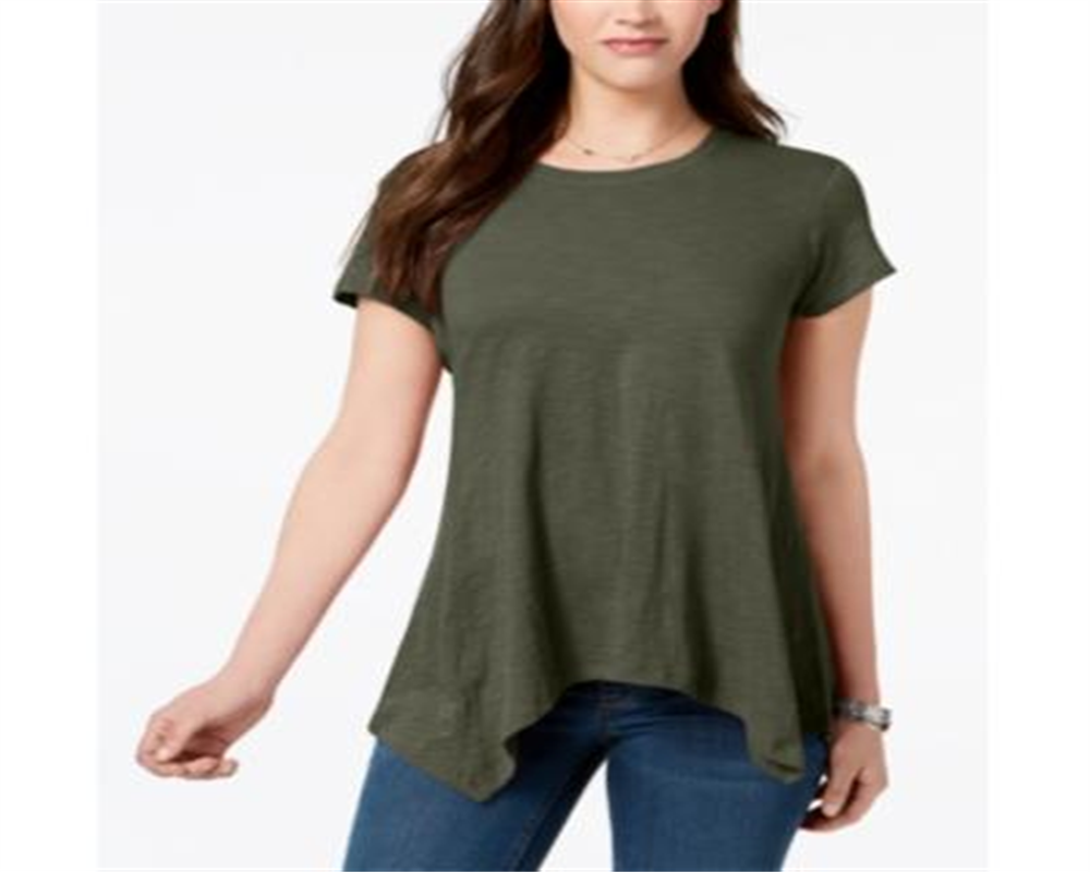Blusa lisa com bainha Sharkbite feminina Style &amp; Co, verde, tamanho XL
