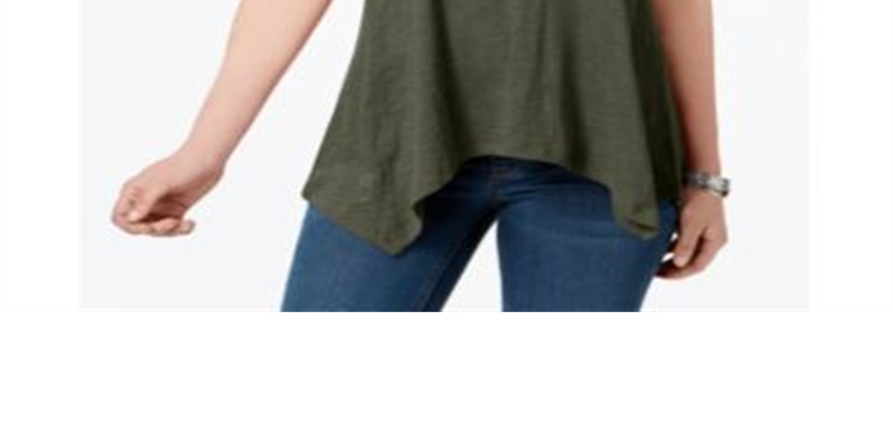 Blusa lisa com bainha Sharkbite feminina Style &amp; Co, verde, tamanho XL