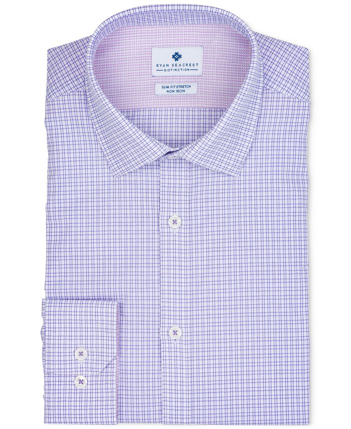 Camisa social xadrez masculina Ryan Seacrest Distinction, roxa, tamanho 11