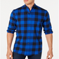 Camisa casual xadrez masculina Club Room, azul, tamanho médio