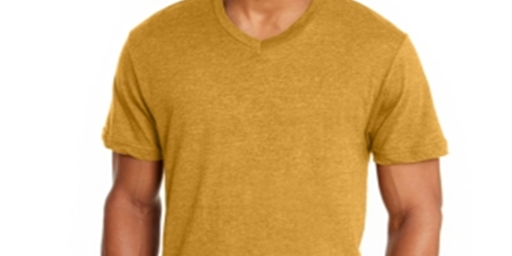 Camiseta masculina Alfani com decote em V, amarela, tamanho extragrande