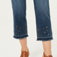 Jeans cropped feminino estilo &amp; co com ilhós e perna reta, azul, tamanho 6