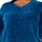 Karen Scott Suéter Feminino Gola V Chenille Azul Tamanho 0X