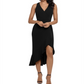 Vestido midi com babados e ajuste evasê feminino Xscape, preto, tamanho 13/14