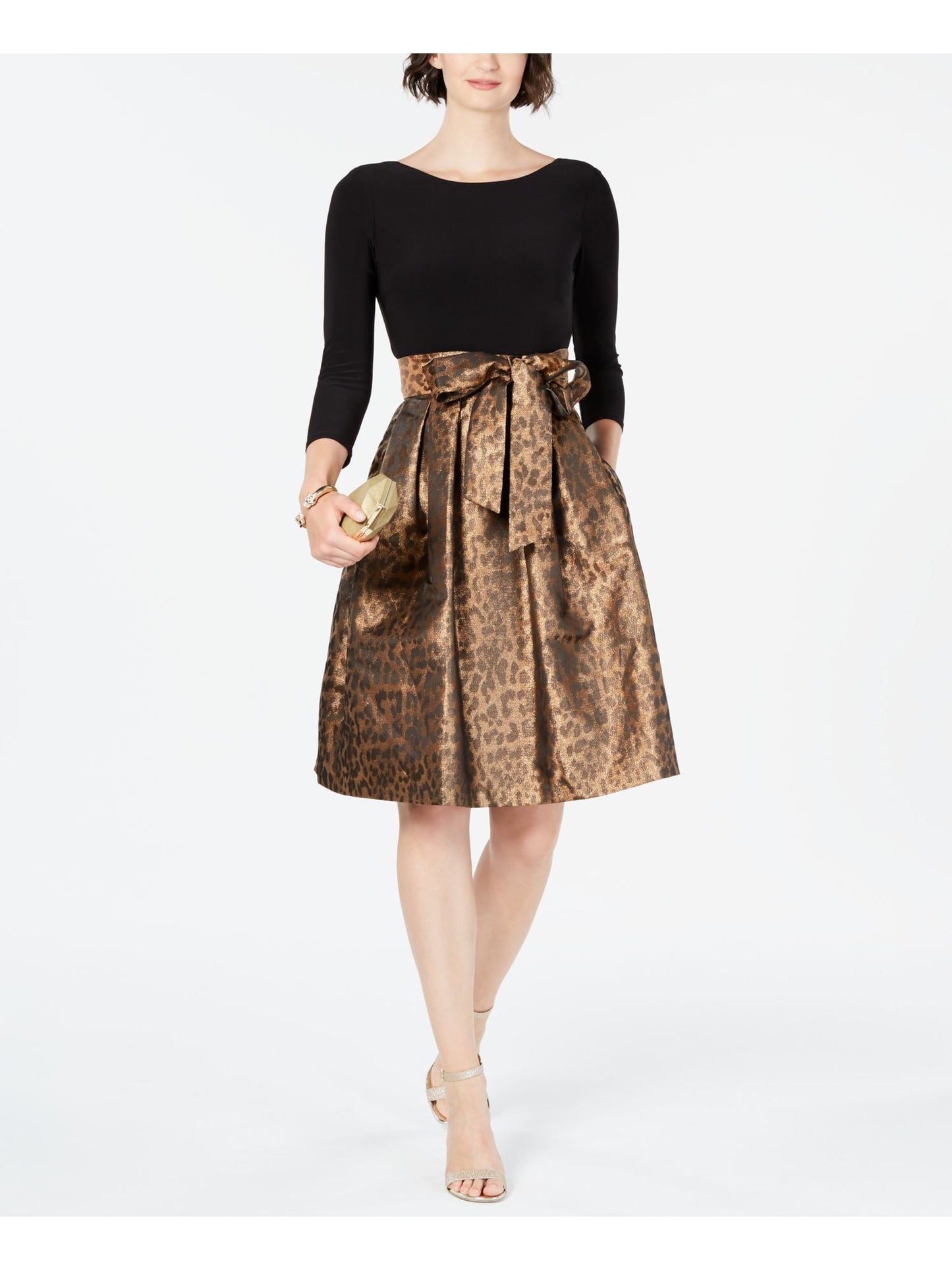Vestido de festa feminino Jessica Howard Cheetah, preto, tamanho 14, pequeno
