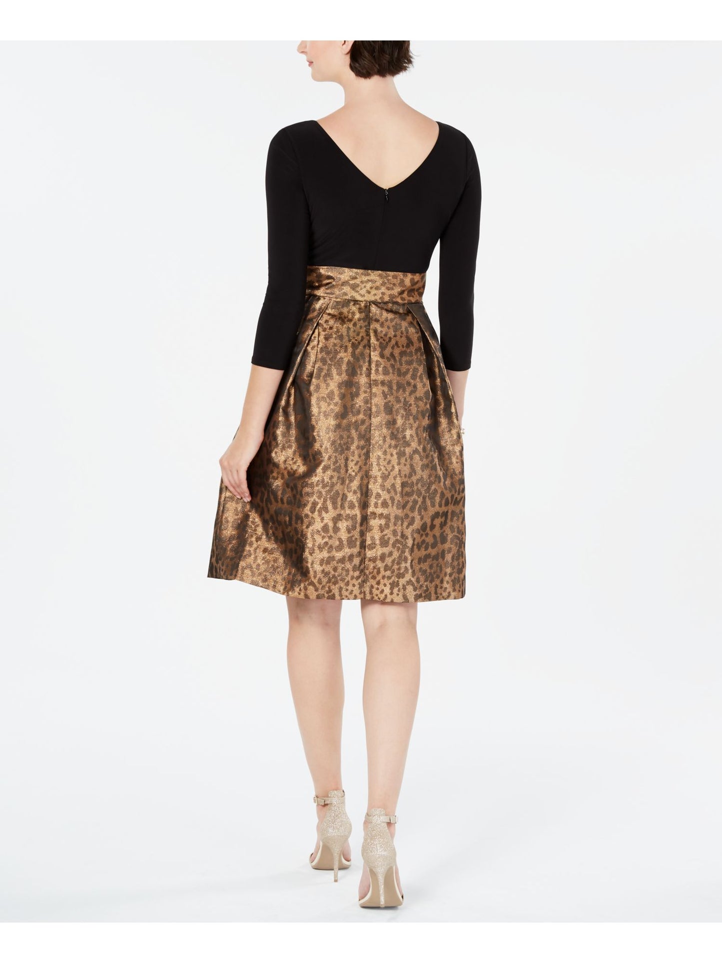 Vestido de festa feminino Jessica Howard Cheetah, preto, tamanho 14, pequeno