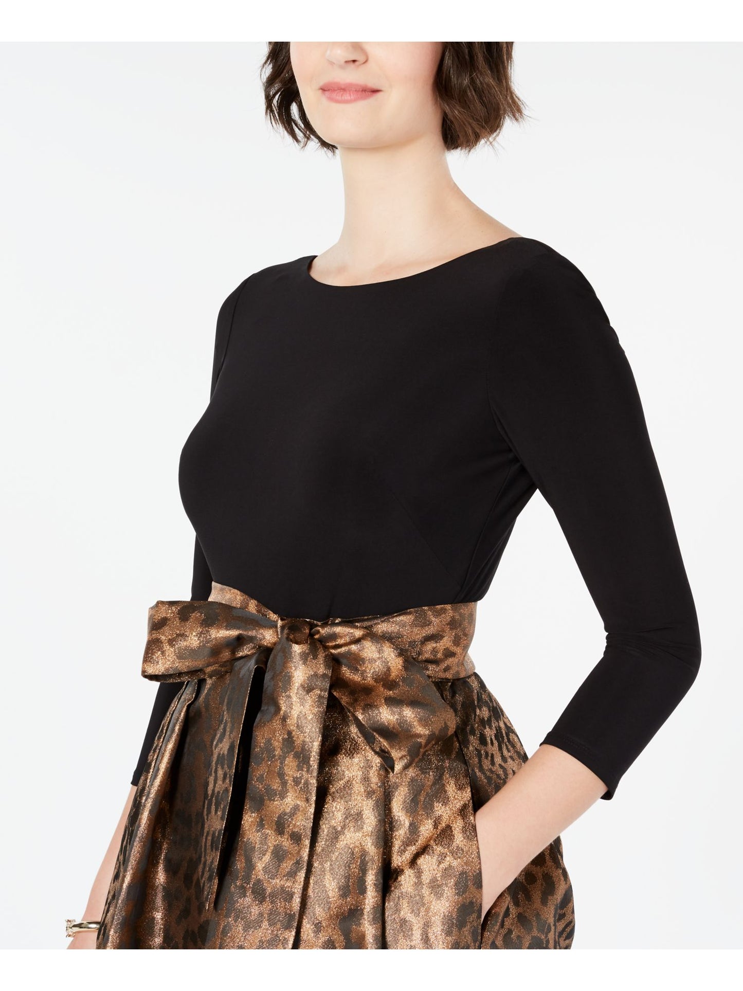 Vestido de festa feminino Jessica Howard Cheetah, preto, tamanho 14, pequeno