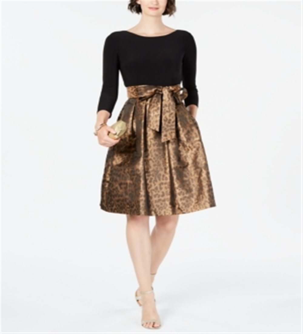 Vestido de festa feminino Jessica Howard Cheetah, preto, tamanho 14, pequeno